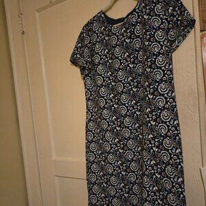 New J. Crew Women's Paisley Floral Tent Navy Blue/White/Orange Size 14 Dress